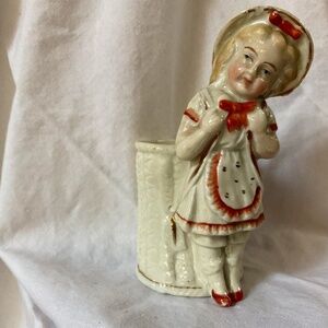 Vintage figurative mini vase Girl with Basket